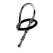 Серебристый уретральный плаг-бусины TOYFA Metal с мягким фиксириющим кольцом - ToyFa - купить с доставкой в Нижнем Новгороде