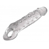 Прозразная закрытая насадка на пенис с поддержкой мошонки Clearly Ample Penis Enhancer - 22 см. - XR Brands - в Нижнем Новгороде купить с доставкой
