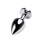 Серебристая коническая анальная пробка с красным кристаллом - 8 см. - ToyFa - купить с доставкой в Нижнем Новгороде