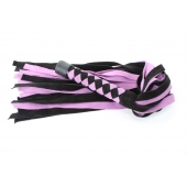 Черно-розовая плеть из замши - 58 см. - БДСМ Арсенал - купить с доставкой в Нижнем Новгороде