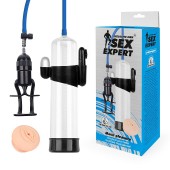 Прозрачная вакуумная вибропомпа Sex Expert с насадкой-вагиной - Sex Expert - в Нижнем Новгороде купить с доставкой