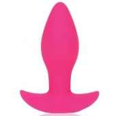 Розовая коническая анальная вибровтулка с ограничителем - 8,5 см. - Bior toys