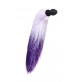 Черная анальная втулка с фиолетово-белым хвостиком - размер M - POPO Pleasure