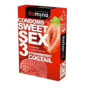 Презервативы для орального секса DOMINO Sweet Sex с ароматом клубничного коктейля  - 3 шт. - Domino - купить с доставкой в Нижнем Новгороде