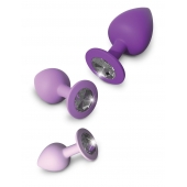 Набор из 3 фиолетовых анальных пробок со стразами Little Gems Trainer Set - Pipedream - купить с доставкой в Нижнем Новгороде