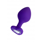 Фиолетовая анальная втулка Diamond Heart с прозрачным кристаллом - 8 см. - ToyFa - купить с доставкой в Нижнем Новгороде