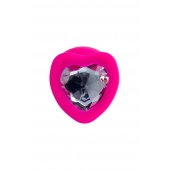 Розовая анальная втулка Diamond Heart с прозрачным кристаллом - 9,5 см. - ToyFa - купить с доставкой в Нижнем Новгороде