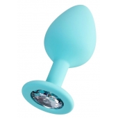 Мятная анальная втулка Brilliant с прозрачным кристаллом - 8 см. - ToyFa - купить с доставкой в Нижнем Новгороде