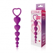 Фиолетовая анальная цепочка с сердечками - 14,5 см. - Cosmo