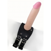Черный узкий пояс на бедро с телесной насадкой - LOVETOY (А-Полимер) - купить с доставкой в Нижнем Новгороде