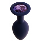 Черничная анальная пробка с фиолетовым кристаллом Gamma S - 7,2 см. - Le Frivole - купить с доставкой в Нижнем Новгороде
