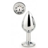 Серебристая анальная втулка с прозрачным кристаллом - 7,1 см. - Dream Toys - купить с доставкой в Нижнем Новгороде