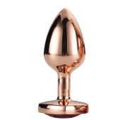 Золотистая анальная втулка с кристаллом-сердечком розового цвета - 7,1 см. - Dream Toys - купить с доставкой в Нижнем Новгороде
