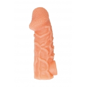 Телесная закрытая насадка с венками Cock Sleeve Size M - 15,6 см. - KOKOS - в Нижнем Новгороде купить с доставкой