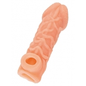 Телесная закрытая насадка с венками Cock Sleeve Size M - 15,6 см. - KOKOS - в Нижнем Новгороде купить с доставкой