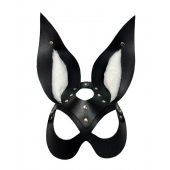 Черная маска зайки с белым мехом на ушках Miss Bunny - БДСМ Арсенал - купить с доставкой в Нижнем Новгороде