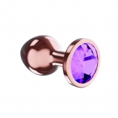 Пробка цвета розового золота с фиолетовым кристаллом Diamond Amethyst Shine S - 7,2 см. - Lola Games - купить с доставкой в Нижнем Новгороде