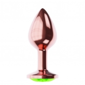 Пробка цвета розового золота с лаймовым кристаллом Diamond Emerald Shine S - 7,2 см. - Lola Games - купить с доставкой в Нижнем Новгороде
