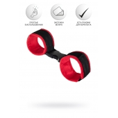 Красно-черные велюровые наручники Anonymo - ToyFa - купить с доставкой в Нижнем Новгороде