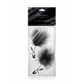 Зажимы на соски с черными пуховыми кисточками Sweet Caress Feather Nipple Clumps - Sweet Caress - купить с доставкой в Нижнем Новгороде