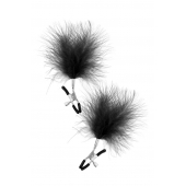 Зажимы на соски с черными пуховыми кисточками Sweet Caress Feather Nipple Clumps - Sweet Caress - купить с доставкой в Нижнем Новгороде