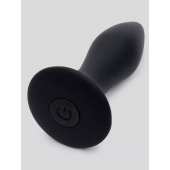 Черная анальная вибропробка Sensation Rechargeable Vibrating Butt Plug - 8,9 см. - Fifty Shades of Grey