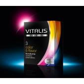 Цветные ароматизированные презервативы VITALIS PREMIUM color   flavor - 3 шт. - Vitalis - купить с доставкой в Нижнем Новгороде