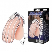 Серебристая металлическая клетка с анальным стимулятором Cock Cage - BlueLine - купить с доставкой в Нижнем Новгороде