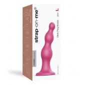Розовая насадка Strap-On-Me Dildo Plug Beads size L - Strap-on-me - купить с доставкой в Нижнем Новгороде