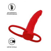Красная насадка на пенис для двойного проникновения Black Red - 16,5 см. - ToyFa - купить с доставкой в Нижнем Новгороде