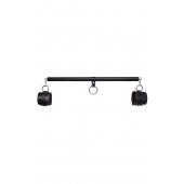 Черная распорка для ног с кожаными манжетами - Pecado - купить с доставкой в Нижнем Новгороде