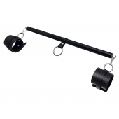 Черная распорка для ног с кожаными манжетами - Pecado - купить с доставкой в Нижнем Новгороде