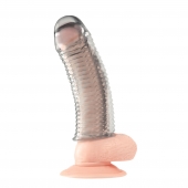 Текстурированная насадка на пенис Clear Textured Penis Enhancing Sleeve Extension - 16,5 см. - BlueLine - в Нижнем Новгороде купить с доставкой