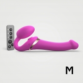Ярко-розовый безремневой страпон Multi Orgasm Size M с клиторальной стимуляцией - Strap-on-me - купить с доставкой в Нижнем Новгороде