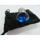 Анальное украшение BUTT PLUG  Small с синим кристаллом - 7 см. - Anal Jewelry Plug - купить с доставкой в Нижнем Новгороде