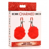 Красные зажимы на соски с помпонами Pom Pom - XR Brands - купить с доставкой в Нижнем Новгороде