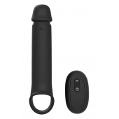 Черная насадка-удлинитель с вибрацией Vibrating Extender With Remote - Dream Toys - в Нижнем Новгороде купить с доставкой