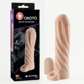 Телесная насадка-удлинитель Okoto со спиралевидным рельефом - 16 см. - Sitabella - в Нижнем Новгороде купить с доставкой