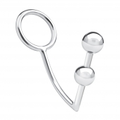 Кольцо на пенис с анальным стимулятором Two Bead Stainless Steel Anal Hook   Cock Ring - BlueLine - в Нижнем Новгороде купить с доставкой