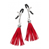 Зажимы на соски «Прищепки» с красными кисточками из замши - Pecado - купить с доставкой в Нижнем Новгороде