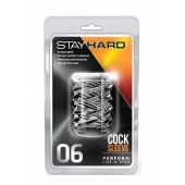 Прозрачная насадка с объёмными чёрточками STAY HARD COCK SLEEVE 06 CLEAR - Blush Novelties - в Нижнем Новгороде купить с доставкой