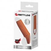 Телесная насадка на пенис с ребрышками и подхватом мошонки - Baile - в Нижнем Новгороде купить с доставкой Телесная насадка на пенис с ребрышками и подхватом мошонки - Baile - в Нижнем Новгороде купить с доставкой