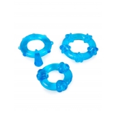 Набор из 3 синих эрекционных колец с различным рельефом - Erowoman-Eroman - в Нижнем Новгороде купить с доставкой