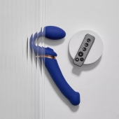 Синий безремневой страпон Multi Orgasm Bendable Strap-On size XL с клиторальной стимуляцией - Strap-on-me - купить с доставкой в Нижнем Новгороде