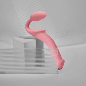 Розовый безремневой страпон Strap-on-me Semi-Realistic Bendable Strap-On size L - Strap-on-me - купить с доставкой в Нижнем Новгороде