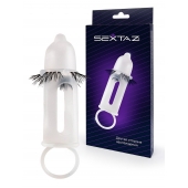 Эластичная насадка на пенис с подхватом мошонки и стимулирующими «ресничками» - Sextaz - в Нижнем Новгороде купить с доставкой
