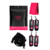 Черно-розовый эротический набор: фиксатор, оковы, наручники, повязка - Erokay - купить с доставкой в Нижнем Новгороде