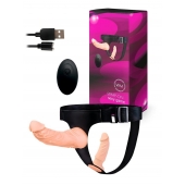 Женский страпон с 2 насадками, вибрацией и пультом ДУ - Erowoman-Eroman - купить с доставкой в Нижнем Новгороде