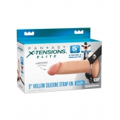 Телесный пустотелый фаллопротез 5’’ Hollow Silicone Strap-On - 14 см. - Pipedream - купить с доставкой в Нижнем Новгороде