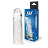 Прозрачная закрытая насадка на пенис с ребрышками - 16 см. - Sex Expert - в Нижнем Новгороде купить с доставкой